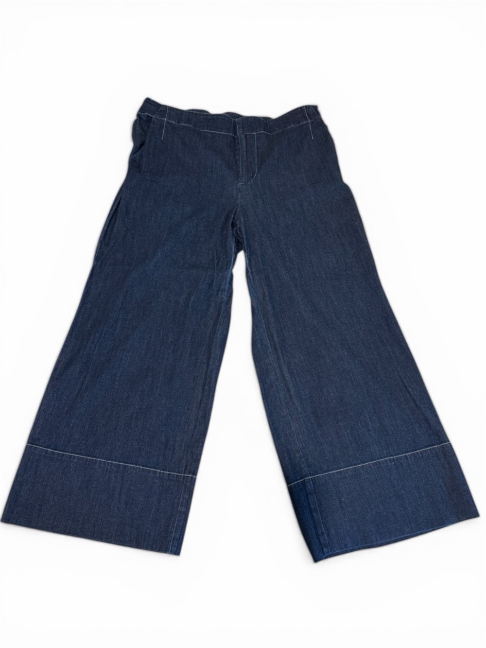 Jarbo Capris Wide Leg Dark Blue Denim Jeans for Women